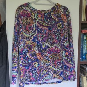 Attractive long sleeve paisley tee, Talbots, Plus